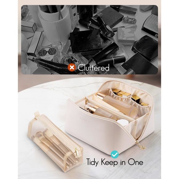 Travel Makeup Bag,make Up Bag Travel Toiletry Bag For Women Open Flat Makeup🦒 - Picture 4 of 9